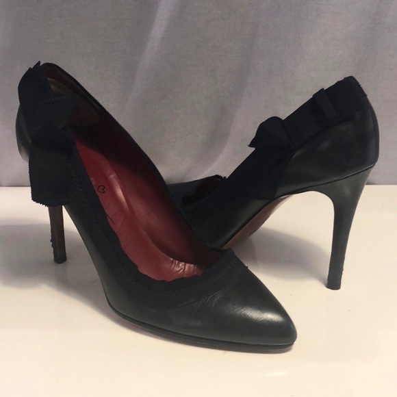 Lanvin Navy Blue Grosgrain Ribbon Pumps - Picture 2 of 8